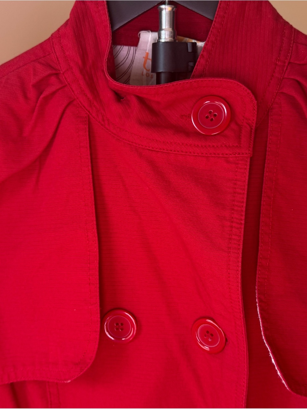 Tulle Red Double-Breasted Trench Coat with Tailored Waist